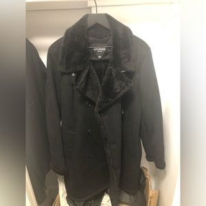 Black Guess Faux Fur Coat large/medium (Brand New)